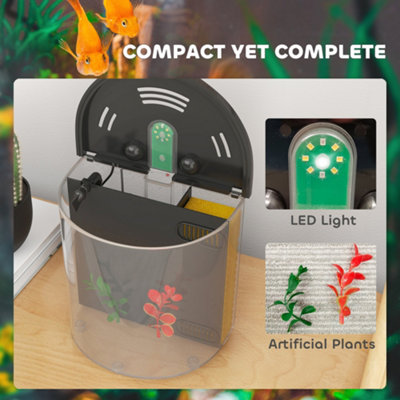 PawHut Fish Tank, 3L Nano Aquarium Starter Kit with Filter System, LED ...