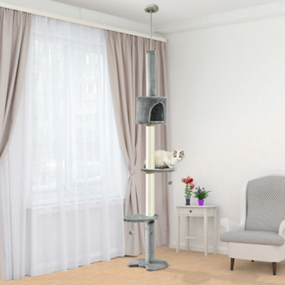 PawHut Floor to Ceiling Cat Tree, Condo, MultiLayer Activity Center