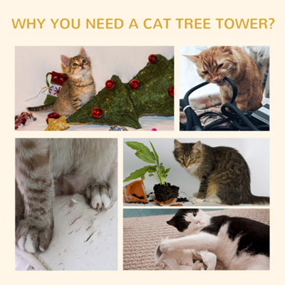 PawHut Floor to Ceiling Cat Tree for Indoor Cats 5-Tier Kitty Tower Climbing Scratching Post Adjustable Height 230-260 cm - 8