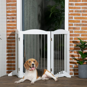 PawHut Foldable Dog Gate, Freestanding Pet Gate with Two Support Feet