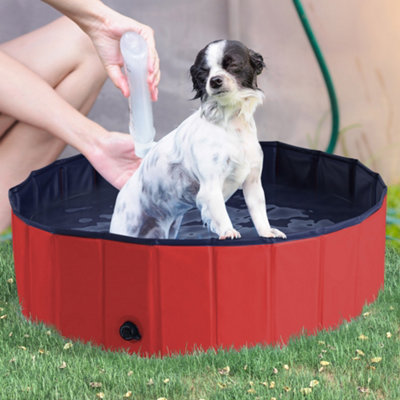 PawHut Foldable Dog Paddling Pool Pet Cat Swimming Pool Indoor/Outdoor