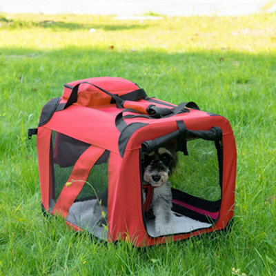 Pet Carrier Portable Collapsible Foldable Dog Crate with Ventilation & Pet  Bowl