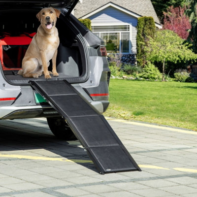 PawHut Folding Dog Ramp for Car for Extra Large Dogs Portable Pet Ramp with Non slip Surface Aluminium Alloy Frame DIY at B Q