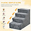 PawHut Four-Step Portable Dog Stairs with Washable Plush Cover, for Small Pets