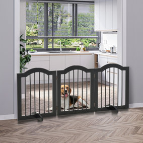 PawHut Freestanding Pet Gate Safety Barrier 3 Pannel w/ Support Feet Black
