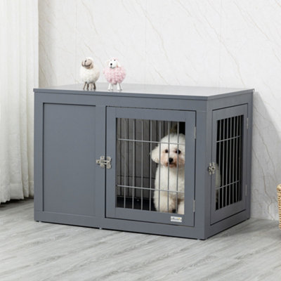 DAWNSPACES Large Dog Crate Funiture With Drawers, 78.7" Luxury Wooden Heavy Duty Dog Kennel Table Furniture With Sliding Door, Indoor Dog