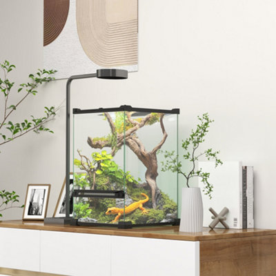 PawHut Glass Reptile Terrarium, 12L Vivarium for Lizards Frogs Snakes ...