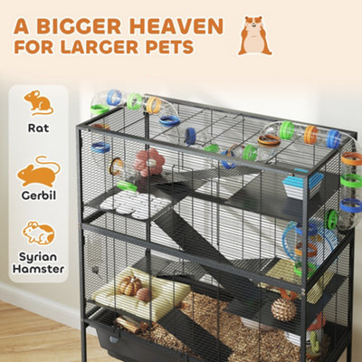 Curated visual reference: Apartment Hamster Accessories Storage Ideas Reference: Pawhut Hamster Cage 5 Tier Gerbil Cage On Wheels With