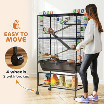 Picture Idea: Pawhut Hamster Cage 5 Tier Gerbil Cage On Wheels With