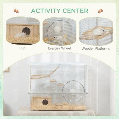 PawHut Cage pour hamster 18.5 avec roue d'exercice et plats pour