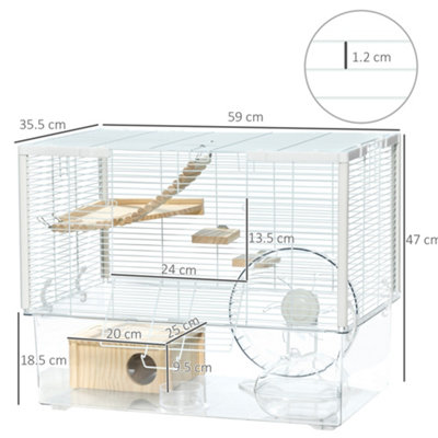 Image showcasing PAWHUT HAMSTER CAGE, GERBIL CAGE W/ DEEP BOTTOM, WOODEN RAMP, EXERCISE ...
