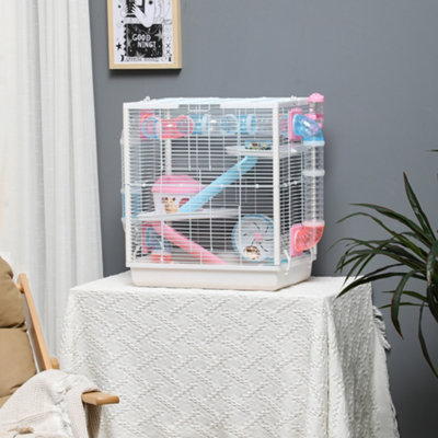 PawHut Hamster Cage w/ Tunnel Tube, Detachable Bottom, Ramps, Exercise Wheel Price Comparisons | Compare The Build