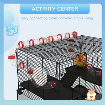 Beautiful view of Red Hamster Habitat With Tubes And Tunnels