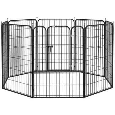 PawHut Heavy Duty 8 Panel Dog Play Pen Pet Playpen for Puppy Rabbit Enclosure Foldable Indoor Outdoor 80 x 100 cm