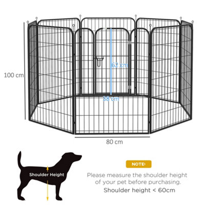 PawHut Heavy Duty 8 Panel Dog Play Pen Pet Playpen for Puppy Rabbit Enclosure Foldable Indoor Outdoor 80 x 100 cm - 3