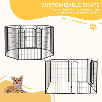PawHut Heavy Duty 8 Panel Dog Play Pen Pet Playpen for Puppy Rabbit Enclosure Foldable Indoor Outdoor 80 x 100 cm - 4
