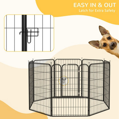 PawHut Heavy Duty 8 Panel Dog Play Pen Pet Playpen for Puppy Rabbit Enclosure Foldable Indoor Outdoor 80 x 100 cm - 5