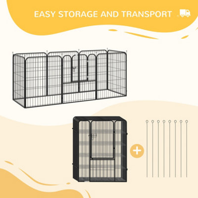 PawHut Heavy Duty 8 Panel Dog Play Pen Pet Playpen for Puppy Rabbit Enclosure Foldable Indoor Outdoor 80 x 100 cm - 6