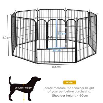 PawHut Heavy Duty 8 Panel Dog Play Pen Pet Playpen for Puppy Rabbit Enclosure Foldable Indoor Outdoor 80 x 80 cm - 3