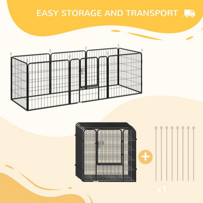 PawHut Heavy Duty 8 Panel Dog Play Pen Pet Playpen for Puppy Rabbit Enclosure Foldable Indoor Outdoor 80 x 80 cm - 5
