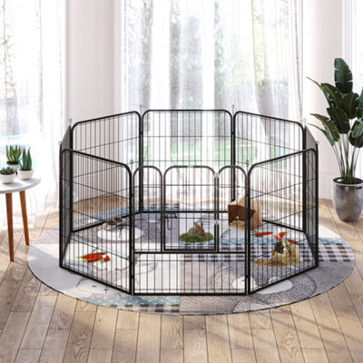 PawHut Heavy Duty 8 Panel Dog Play Pen Pet Playpen for Puppy Rabbit Enclosure Foldable Indoor Outdoor 80 x 80 cm - 8