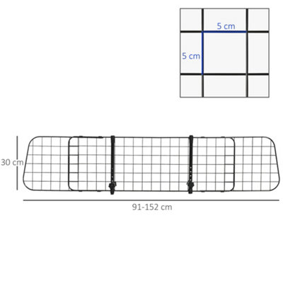 PawHut Heavy Duty Pet Dog Car Barrier Adjustable Ventilated Mesh Wire Guard - 3