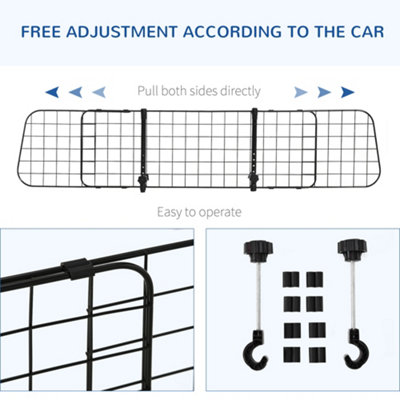 PawHut Heavy Duty Pet Dog Car Barrier Adjustable Ventilated Mesh Wire Guard - 4