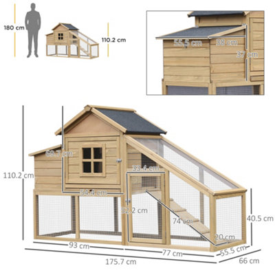 PawHut Blue Wood Chicken Coop D51-291BU