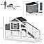 PawHut Hen House Coop for 3-5 Chickens w/ Run Nesting Box Slide Out Tray Lockable Doors