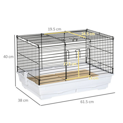 PawHut Indoor Small Animal Cage with Wood Floor Bunny Guinea Pig House with Removable Trays 61.5 x 38 x 40 cm White DIY at B Q
