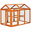 PawHut Large Chicken Run, Wooden Chicken Coop w/ Combinable Design - Orange