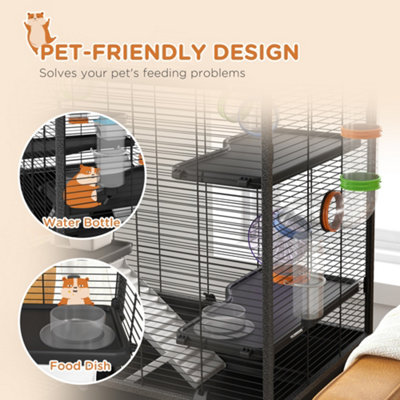 Curated visual reference: Hamster Cage Shelf With Wheel Reference: Pawhut Large Hamster Cage Rat Cage W Wheels Tubes Storage