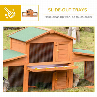PawHut Large Rabbit Hutch Outdoor, Guinea Pig Hutch, Wooden Small 