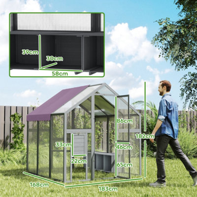 PawHut Large Walk In Chicken Run for 6-8 Poultries, 1.7 x 1.8 x 1.8 m
