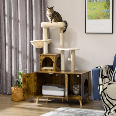 Litter box cat outlet tree combo