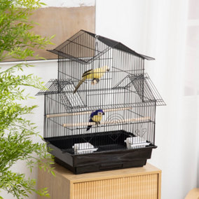 PawHut Metal Bird Cage Small w/ Perch Food Container Handle for Finch Canary