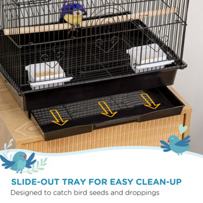 PawHut Metal Bird Cage Small w/ Perch Food Container Handle for Finch Canary - 5