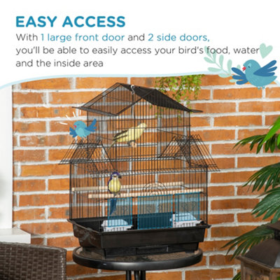 PawHut Metal Bird Cage Small w/ Perch Food Container Handle for Finch Canary - 6