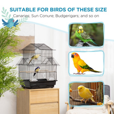 PawHut Metal Bird Cage Small w/ Perch Food Container Handle for Finch Canary - 7