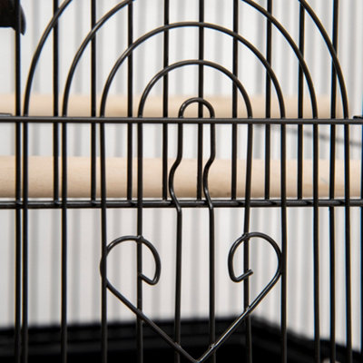 PawHut Metal Bird Cage Small with Perch Food Container Handle for Finch Canary - 9