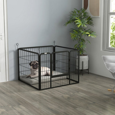Pawhut Metal Pet Playpen Dog Kennel w Door Latches In Outdoor Use 82Lx82Wx60Hcm
