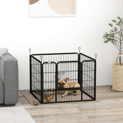 Pawhut Metal Pet Playpen Dog Kennel w/Door Latches In/Outdoor Use 82Lx82Wx60Hcm DIY at B&Q