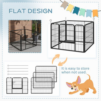 Pawhut Metal Pet Playpen Dog Kennel w Door Latches In Outdoor Use 82Lx82Wx60Hcm