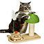PawHut Mushroom-Shaped Cat-Scratching Post for Indoor Cats with Toy Balls
