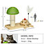 PawHut Mushroom-Shaped Cat-Scratching Post for Indoor Cats with Toy Balls