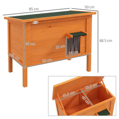 PawHut Outdoor Feral Cat House Insulated w/ Openable Roof - Orange - 3