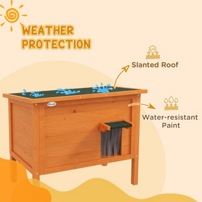PawHut Outdoor Feral Cat House Insulated w/ Openable Roof - Orange - 6