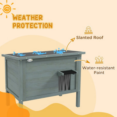 PawHut Outdoor Feral Cat House Insulated with Openable Roof - Charcoal Grey - 6
