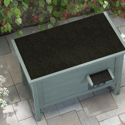 PawHut Outdoor Feral Cat House Insulated with Openable Roof - Charcoal Grey - 8