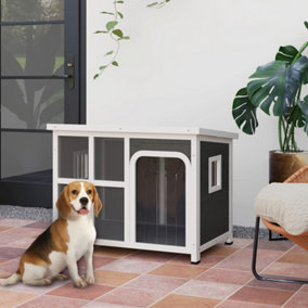 PawHut Outdoor Wooden Dog Kennel w/ Openable Top, 90 x 62 x 71cm